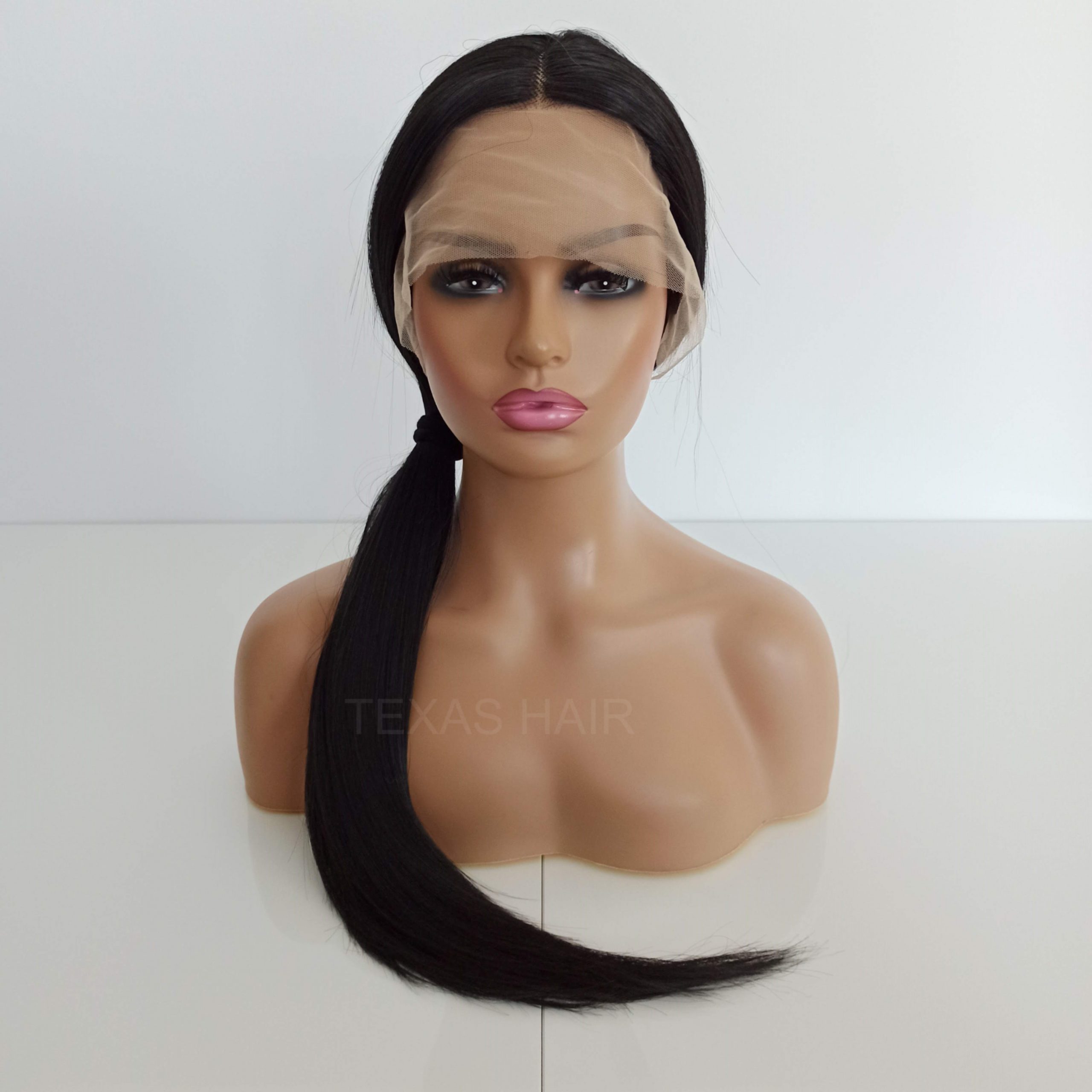 Peruka LACE FRONT czarna 40 / 55 / 80 cm + czepek GRATIS! - obrazek 9