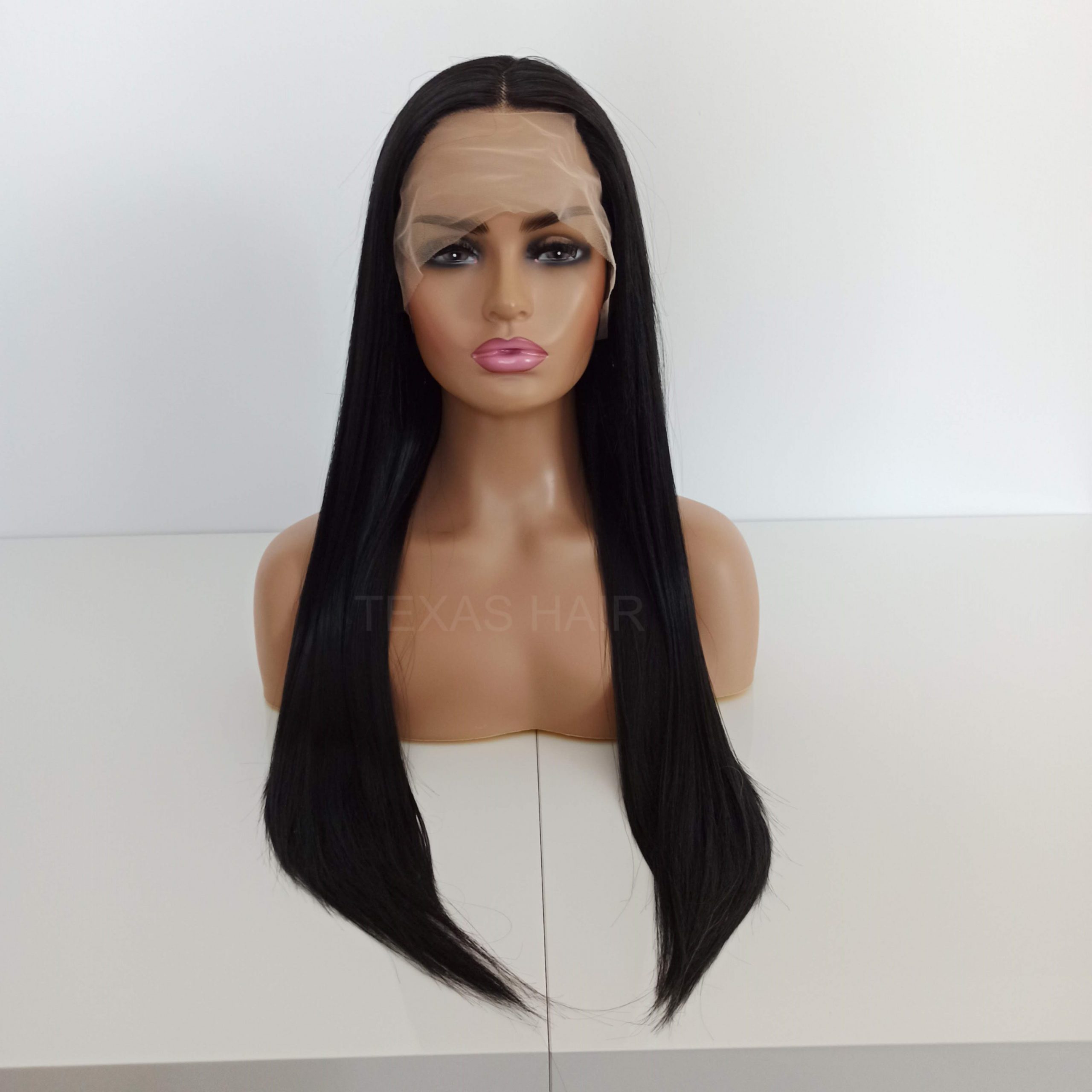 Peruka LACE FRONT czarna 40 / 55 / 80 cm + czepek GRATIS! - obrazek 3