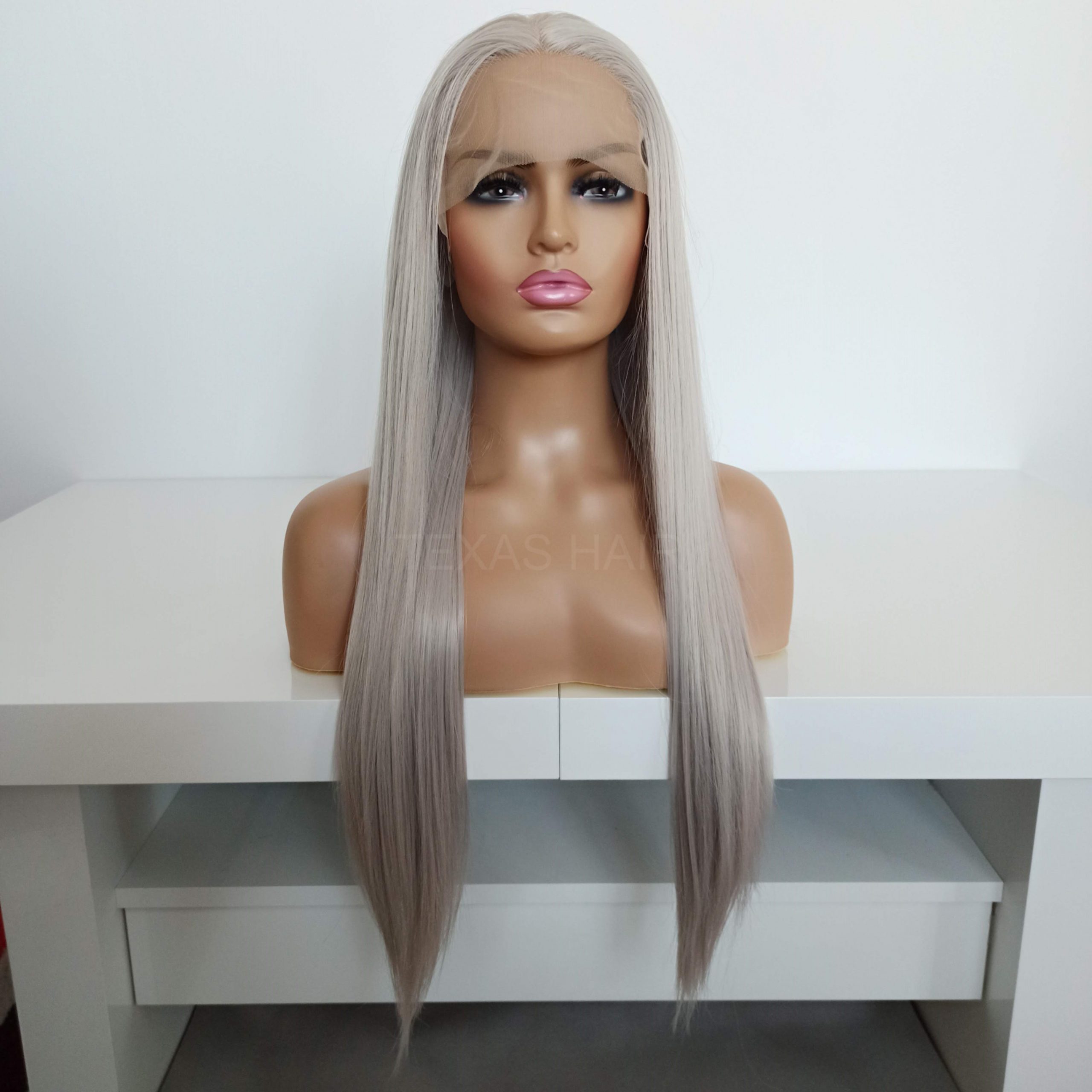 Peruka LACE FRONT szary blond 40 / 55 / 80 cm + czepek GRATIS! - obrazek 11