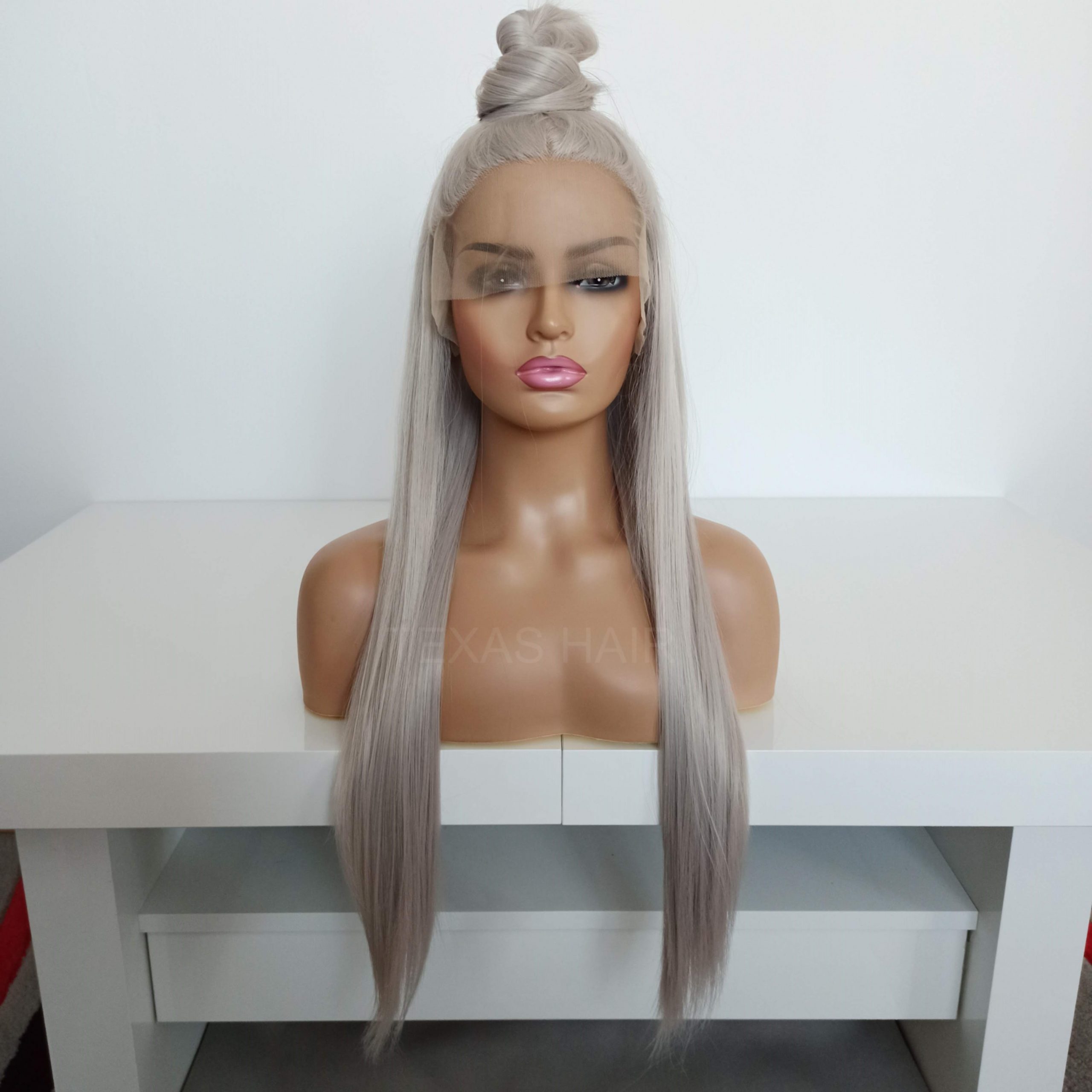 Peruka LACE FRONT szary blond 40 / 55 / 80 cm + czepek GRATIS!