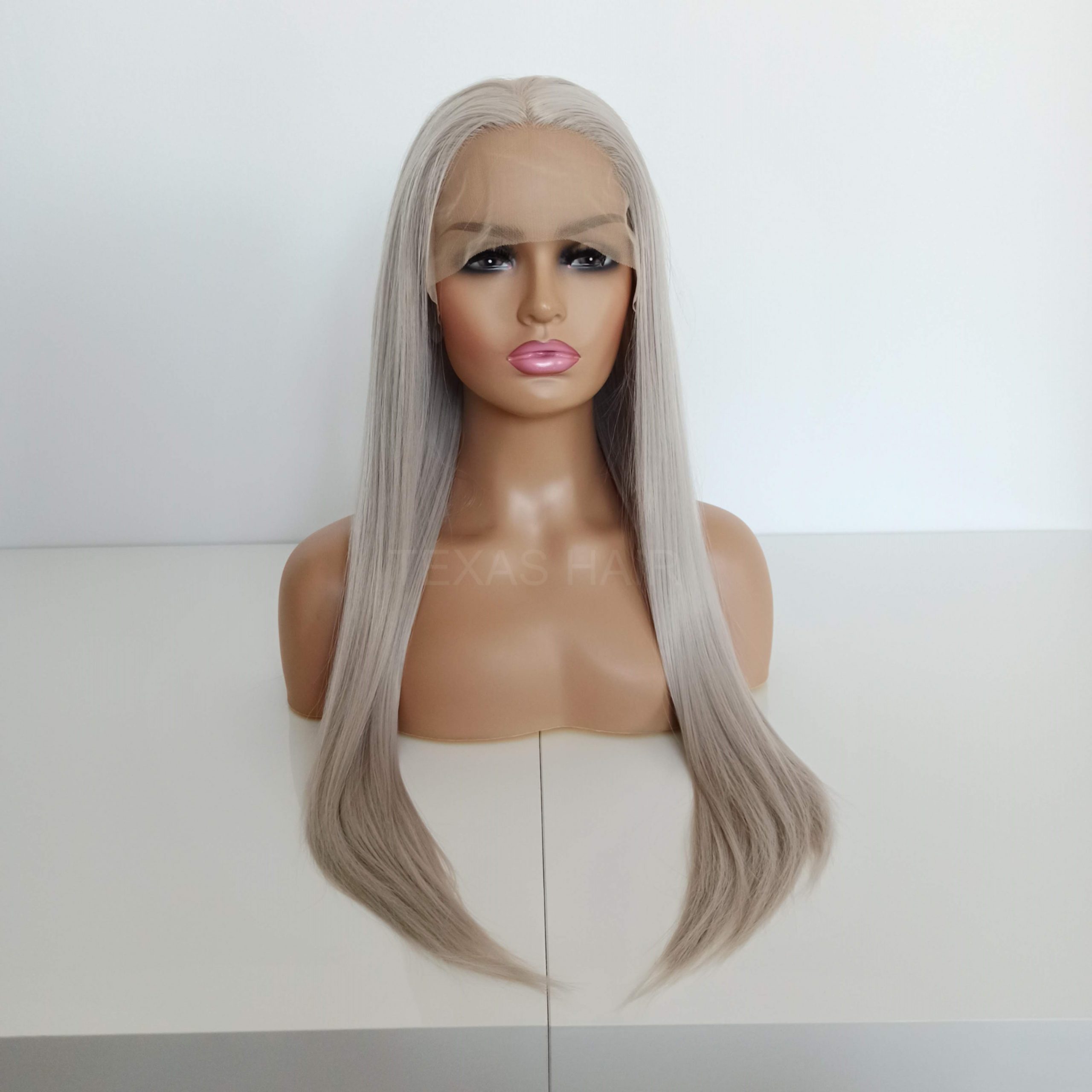 Peruka LACE FRONT szary blond 40 / 55 / 80 cm + czepek GRATIS! - obrazek 3