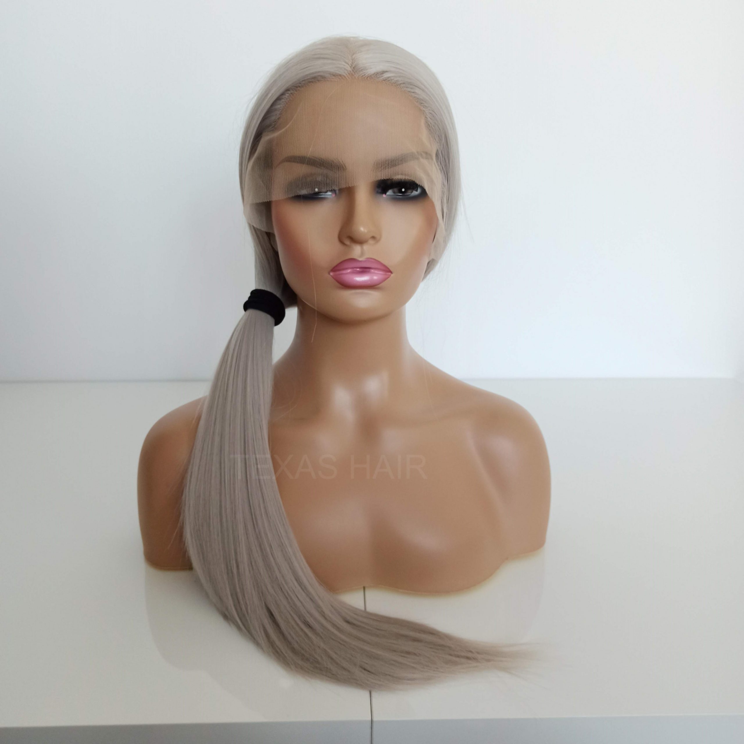 Peruka LACE FRONT szary blond 40 / 55 / 80 cm + czepek GRATIS! - obrazek 10