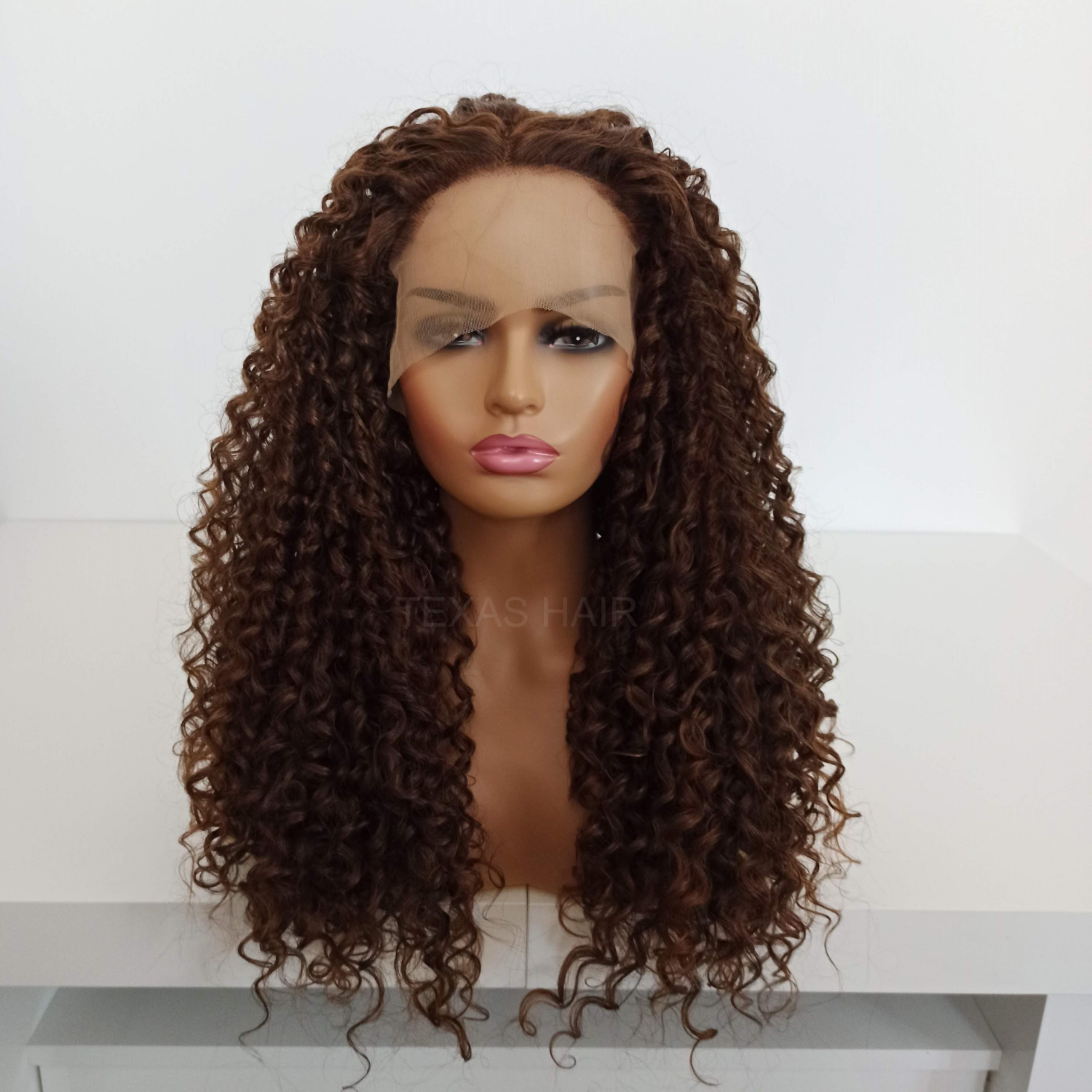 Peruka LACE FRONT brąz afro + czepek GRATIS!