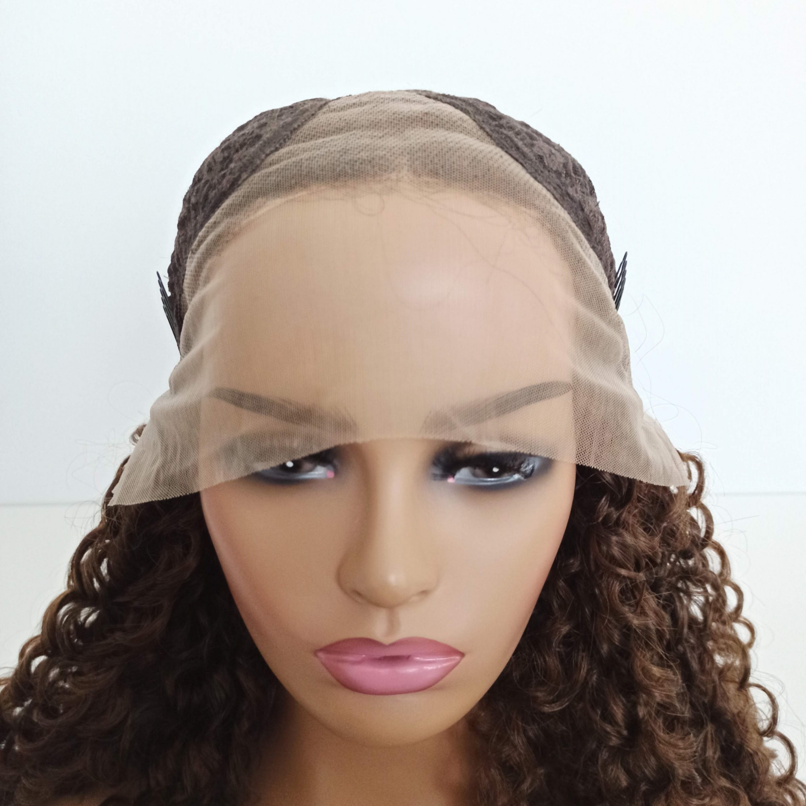 Peruka LACE FRONT brąz afro + czepek GRATIS! - obrazek 8