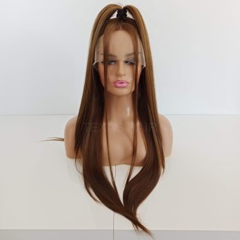 Peruka LACE FRONT jasny brąz 40 / 55 / 80 cm + czepek GRATIS!