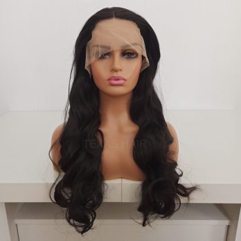 Peruka LACE FRONT czarna kręcona + czepek GRATIS!