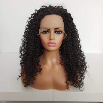 Peruka LACE FRONT czarna afro short + czepek GRATIS!