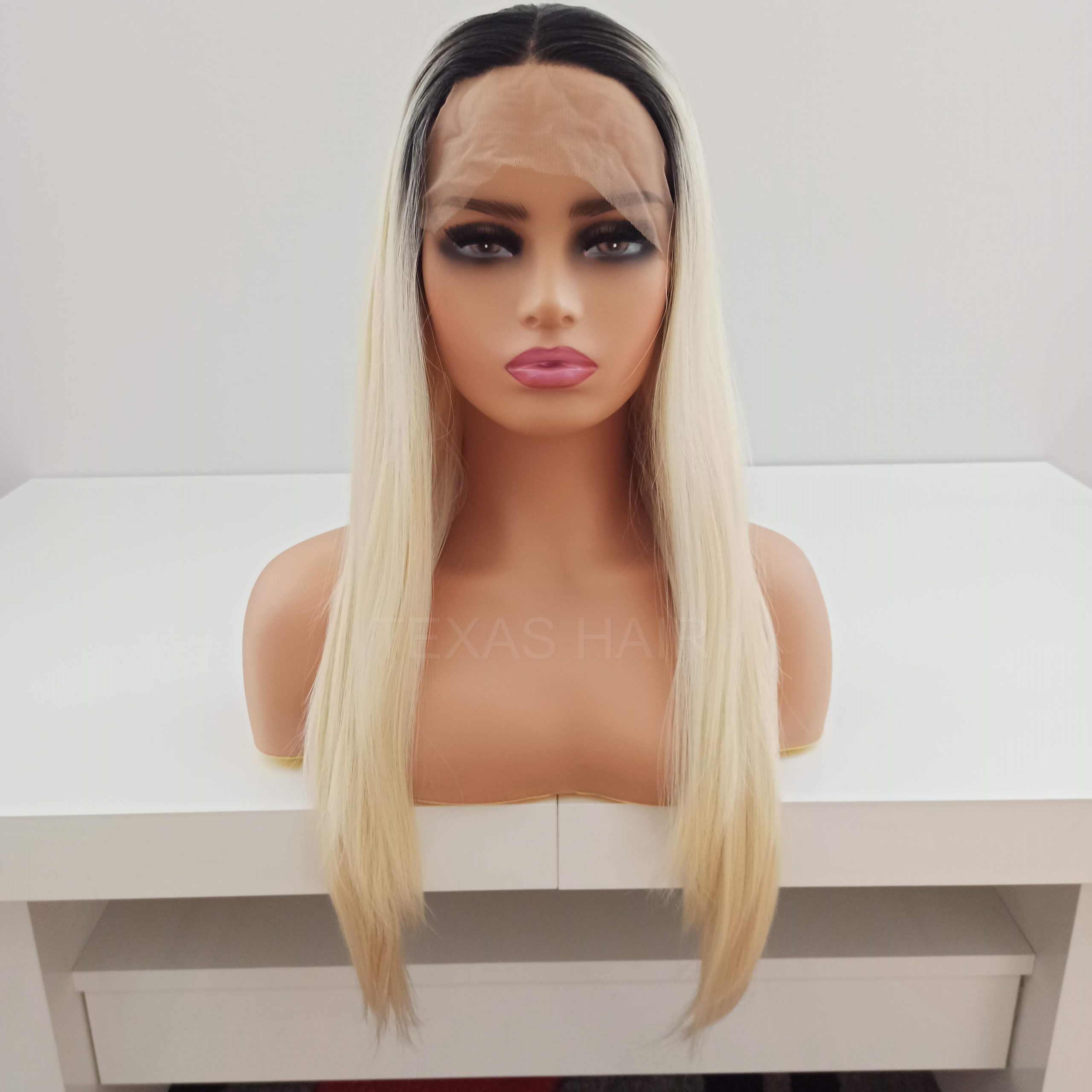 Peruka LACE FRONT jasny blond odrost 40 / 55 / 80 cm + czepek GRATIS! - obrazek 2