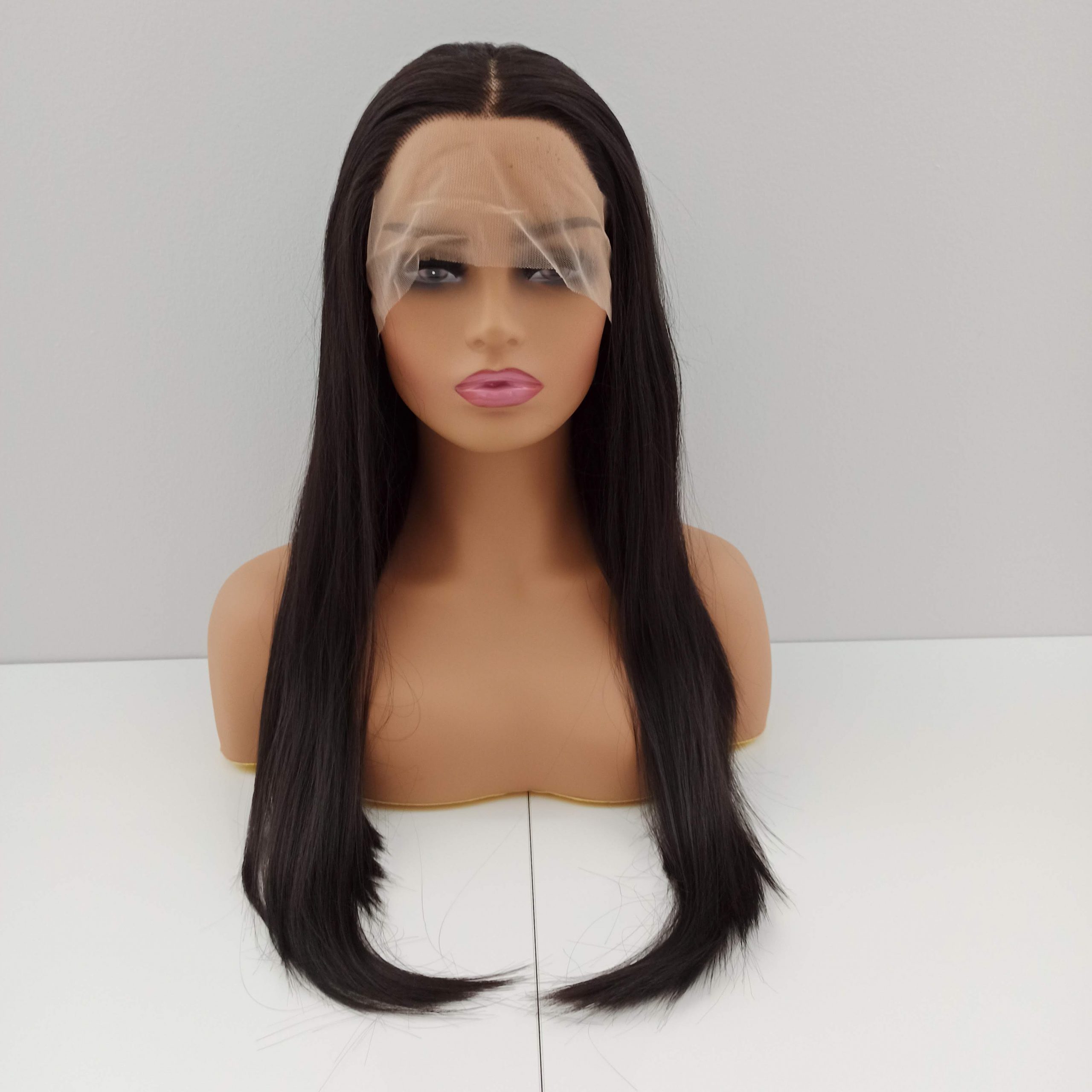 Peruka LACE FRONT ciemny brąz 55 cm + czepek GRATIS!