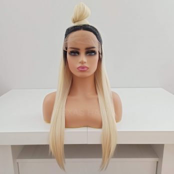 Peruka LACE FRONT jasny blond odrost 40 / 55 / 80 cm + czepek GRATIS!