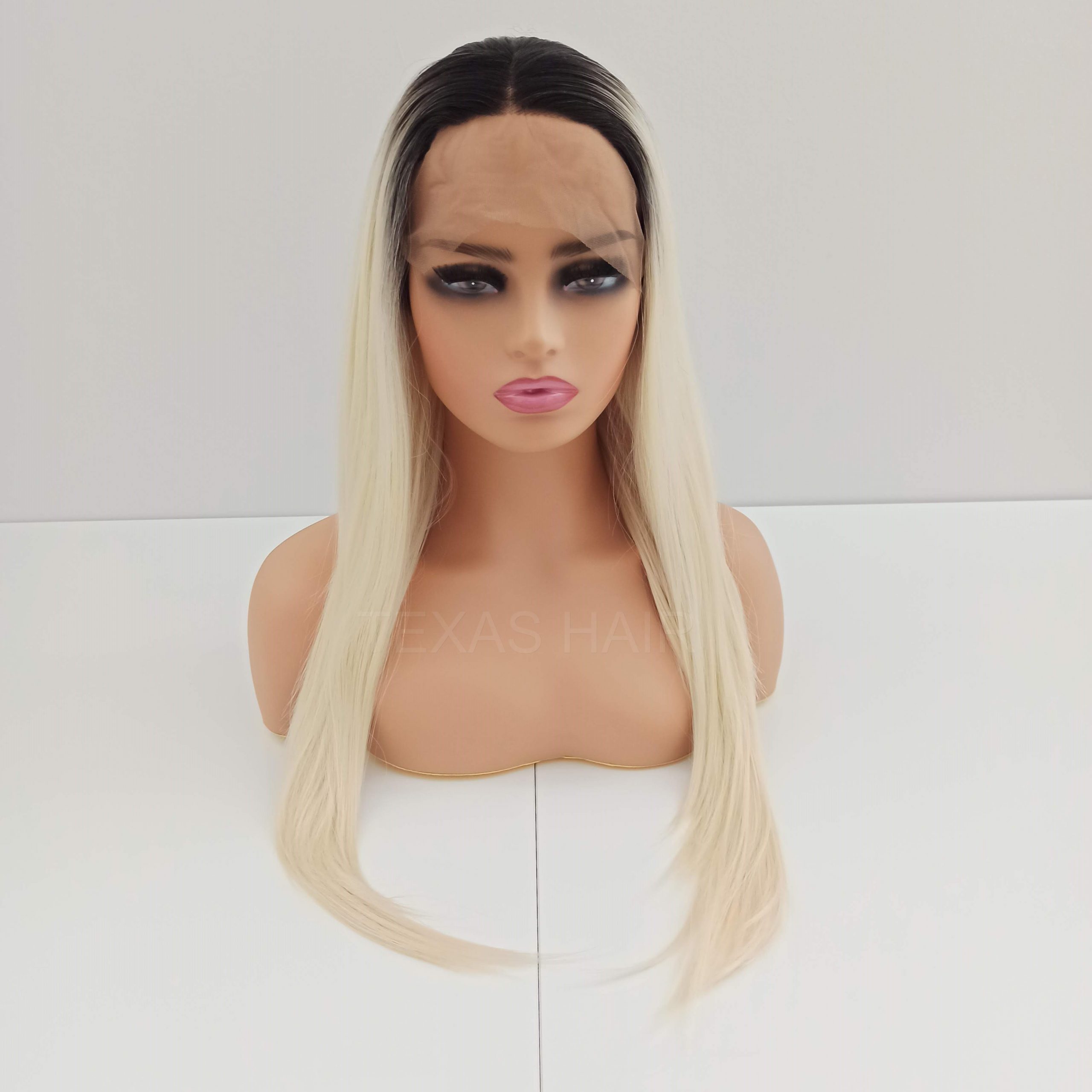 Peruka LACE FRONT jasny blond odrost 40 / 55 / 80 cm + czepek GRATIS! - obrazek 3