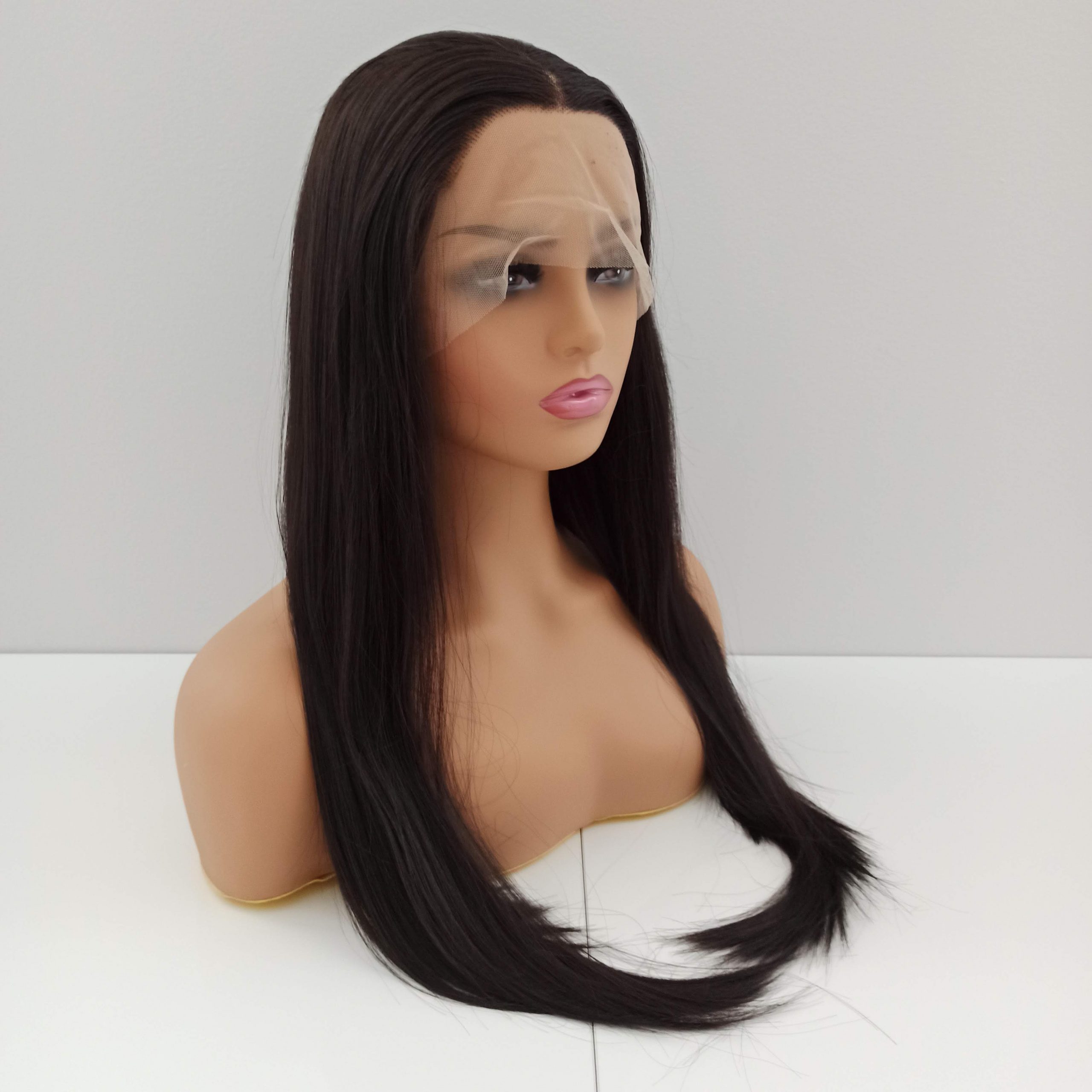 Peruka LACE FRONT ciemny brąz 55 cm + czepek GRATIS! - obrazek 3