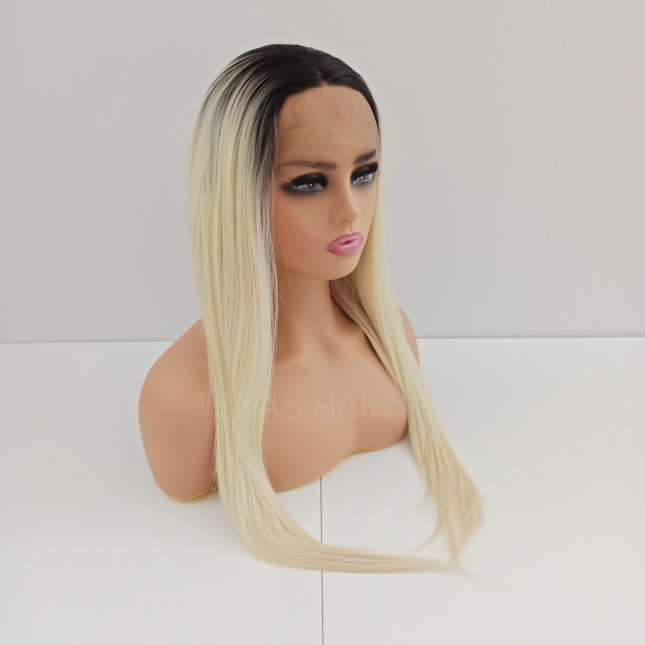 Peruka LACE FRONT jasny blond odrost 40 / 55 / 80 cm + czepek GRATIS! - obrazek 4