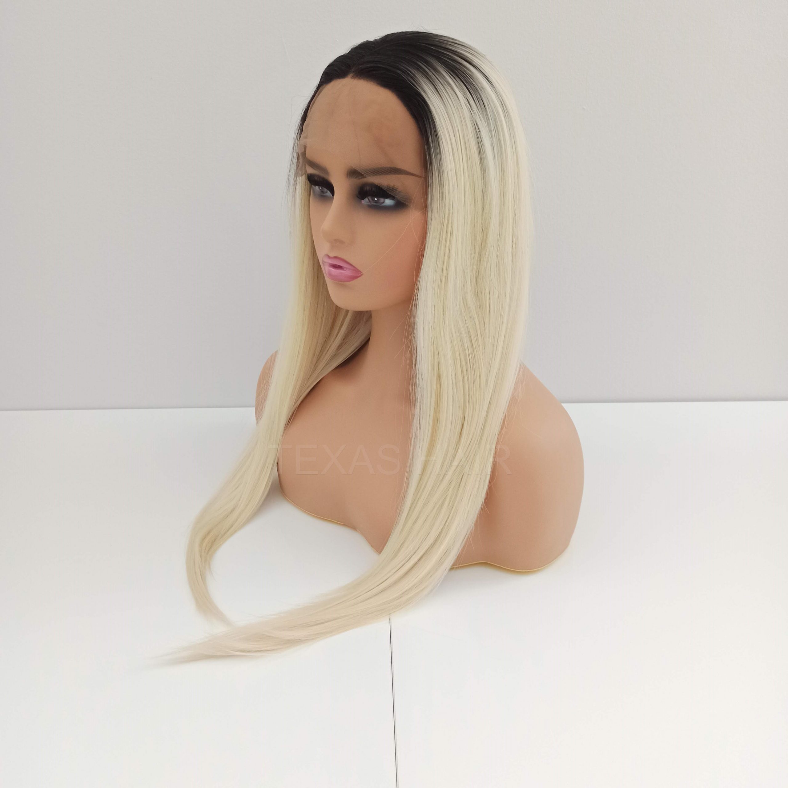 Peruka LACE FRONT jasny blond odrost 40 / 55 / 80 cm + czepek GRATIS! - obrazek 7