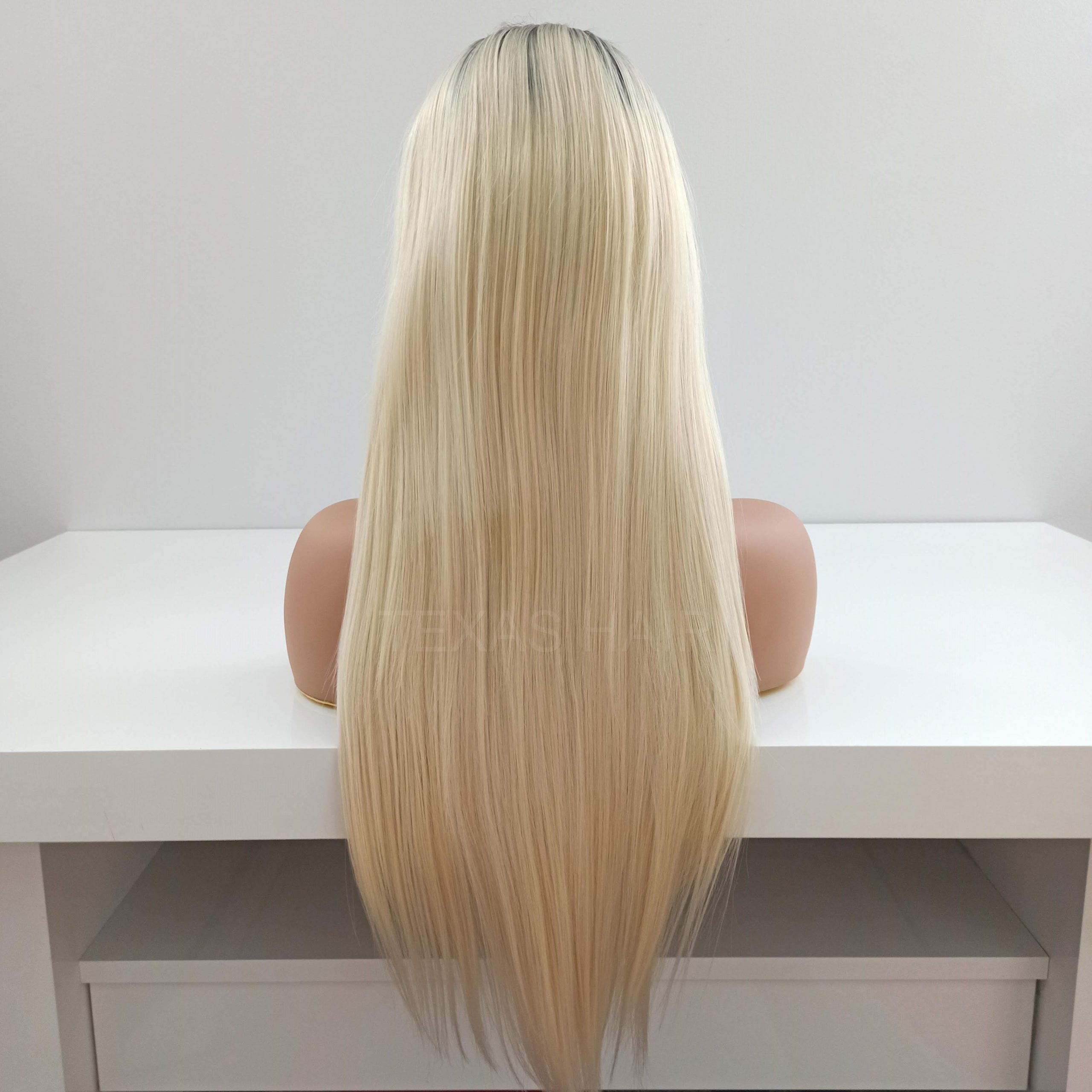 Peruka LACE FRONT jasny blond odrost 40 / 55 / 80 cm + czepek GRATIS! - obrazek 6