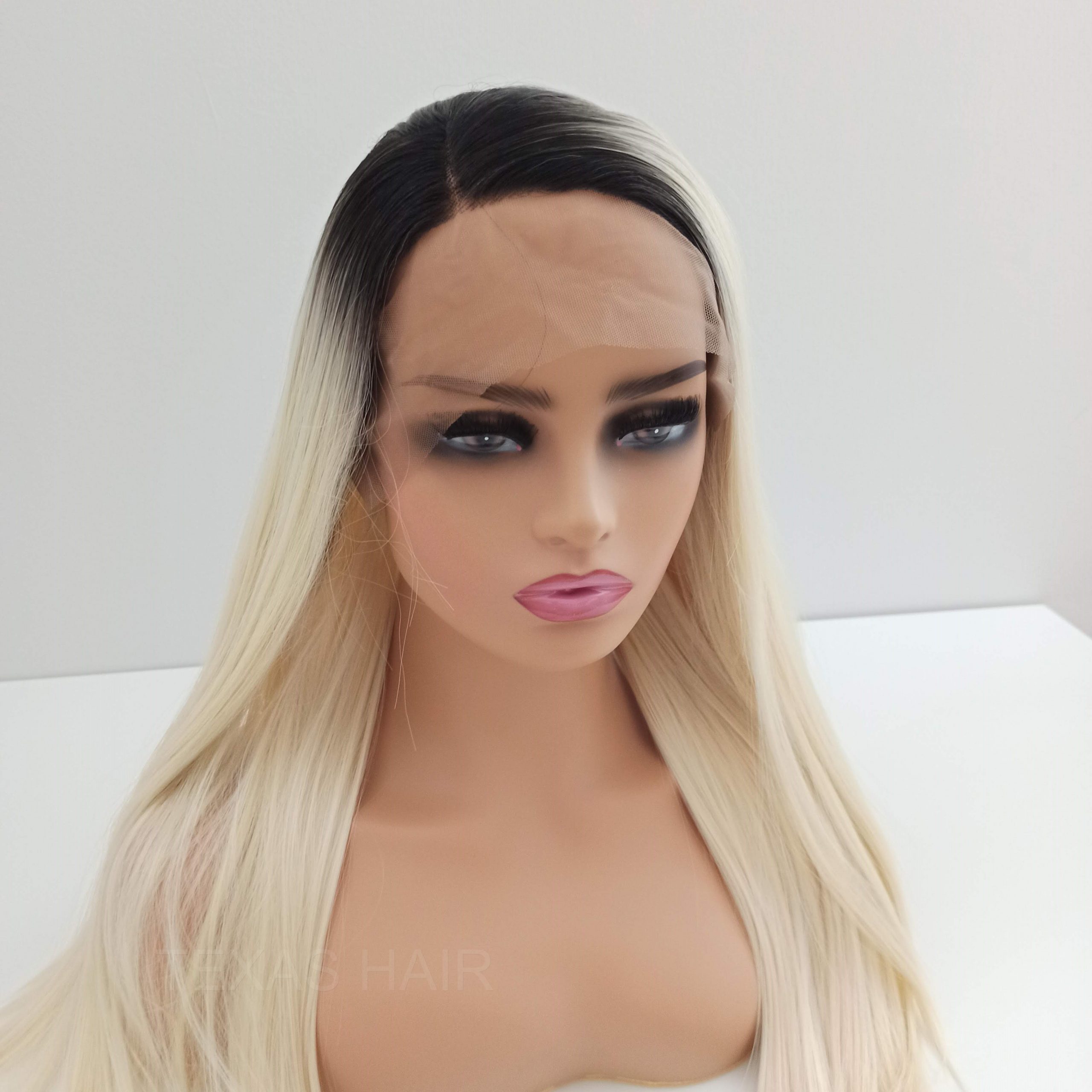 Peruka LACE FRONT jasny blond odrost 40 / 55 / 80 cm + czepek GRATIS! - obrazek 9