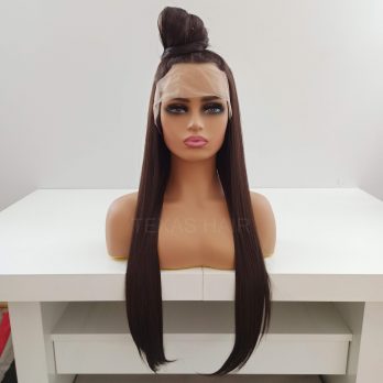 Peruka LACE FRONT średni brąz  40 / 55 / 80 cm + czepek GRATIS!