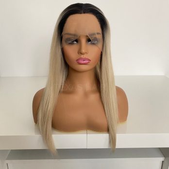 Peruka LACE FRONT platynowy blond 55 cm + czepek GRATIS!