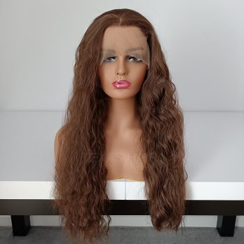 Peruka LACE FRONT jasny brąz fale 40 / 55 / 80 cm + czepek GRATIS!