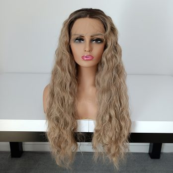 Peruka LACE FRONT ciemny blond fale 40 / 55 / 80 cm + czepek GRATIS!