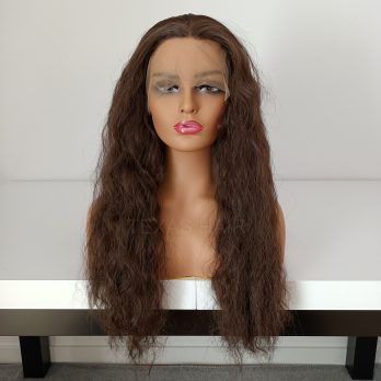 Peruka LACE FRONT średni brąz fale 40 / 55 / 80 cm + czepek GRATIS!