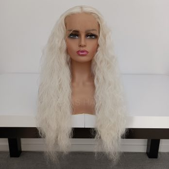 Peruka LACE FRONT platynowy blond fale 40 / 55 / 80 cm + czepek GRATIS!