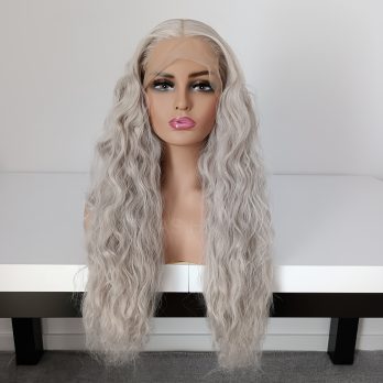 Peruka LACE FRONT szara fale 40 / 55 / 80 cm + czepek GRATIS!