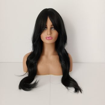 Peruka czarna z grzywką + czepek GRATIS!