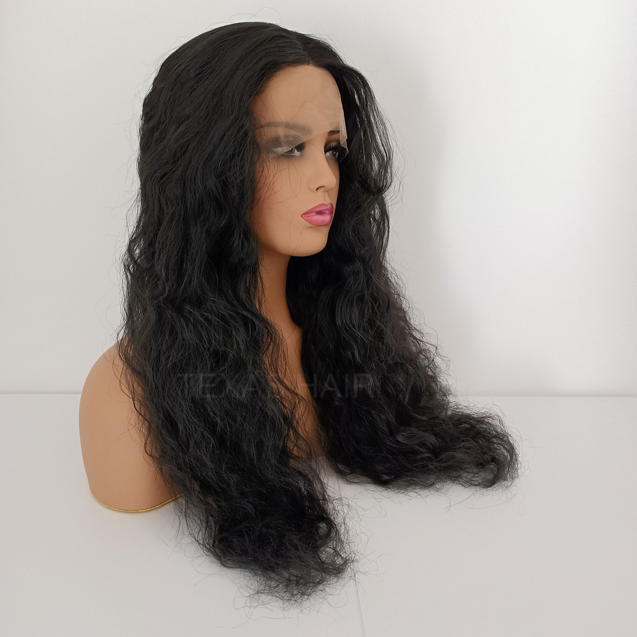 Peruka LACE FRONT czarna fale 40 / 55 / 80 cm + czepek GRATIS! - obrazek 2